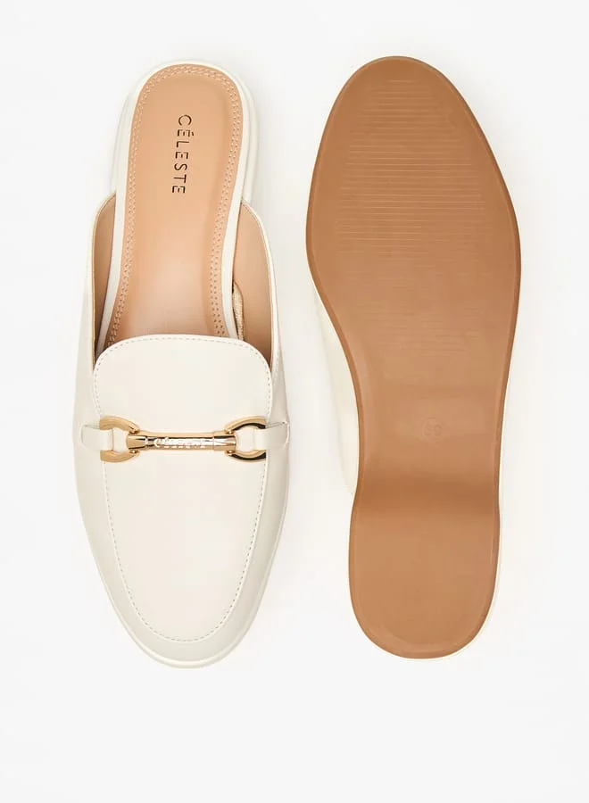 Celeste Women's Solid Slip-On Mules with Metallic Accent