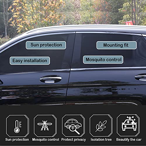 Turcee Upgrade Stretchable&Breathable SUV Car Window Shade - Oversize Double Mesh for Heat Shading and Bug&UV Protection - Car Must Have Privacy Shades for Cars,Truck,SUV When Camping (Rear window/2pcs) - Image 4