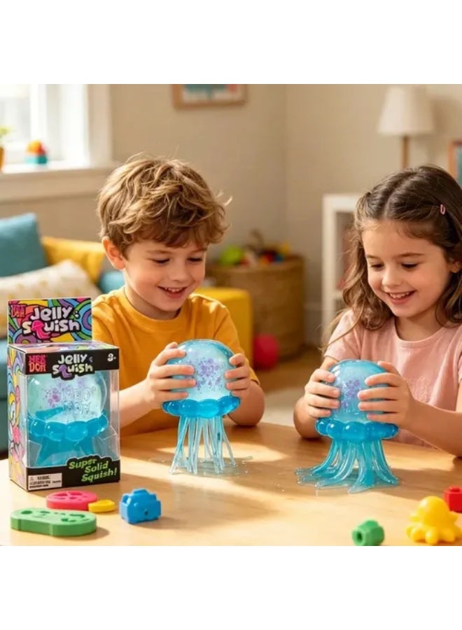 NEEDOH Jelly Squish Blue Jellyfish Fidget Toy - Super Solid Squish Stress Relief Sensory Squeeze Toy for Kids & Adults, Anti-Anxiety ADHD Focus Desk Toy（Blue） - Image 3