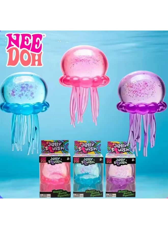 NEEDOH Jelly Squish Blue Jellyfish Fidget Toy - Super Solid Squish Stress Relief Sensory Squeeze Toy for Kids & Adults, Anti-Anxiety ADHD Focus Desk Toy（Blue） - Image 4
