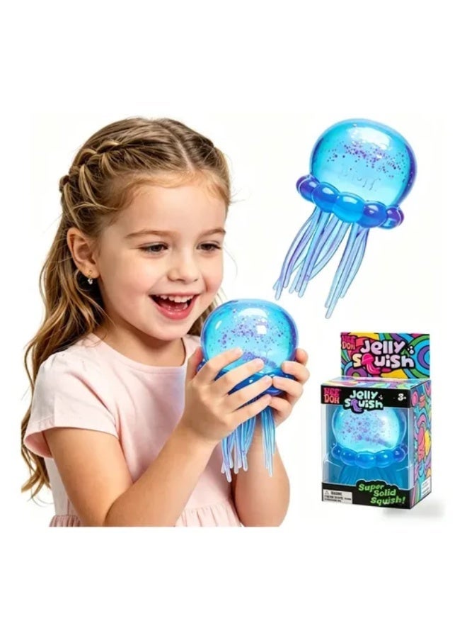 NEEDOH Jelly Squish Blue Jellyfish Fidget Toy - Super Solid Squish Stress Relief Sensory Squeeze Toy for Kids & Adults, Anti-Anxiety ADHD Focus Desk Toy（Blue） - Image 5