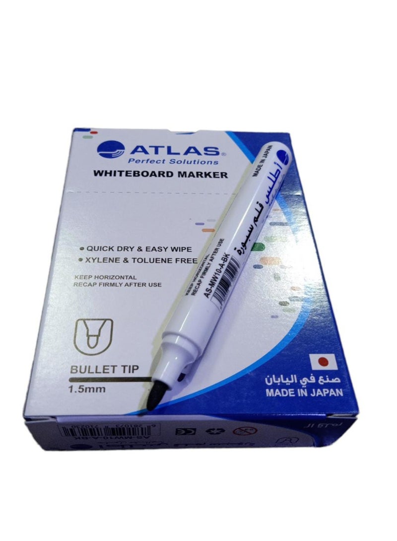 ATLAS 12-Piece Bullet Tip White Board Marker Black - Image 1