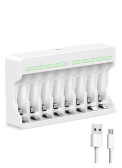 Y&D 8 Slots Battery Charger, for AA AAA Ni-MH Rechargeable Battery, 5V 2A Fast Charging Function, Micro USB Input, Intelligent Detection Technology, Charger  - Image 1