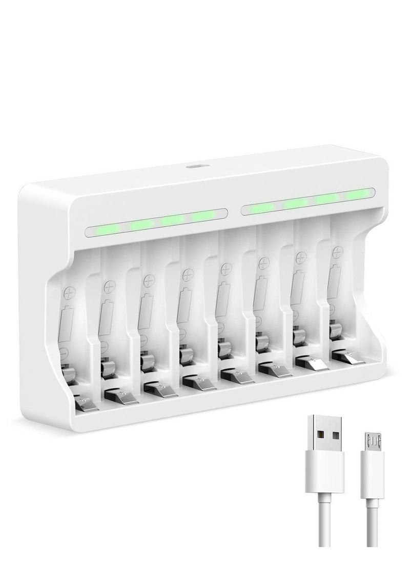 Y&D - 8 Slots Battery Charger, for AA AAA Ni-MH Rechargeable Battery, 5V 2A Fast Charging Function, Micro USB Input, Intelligent Detection Technology, Charger - Image 1