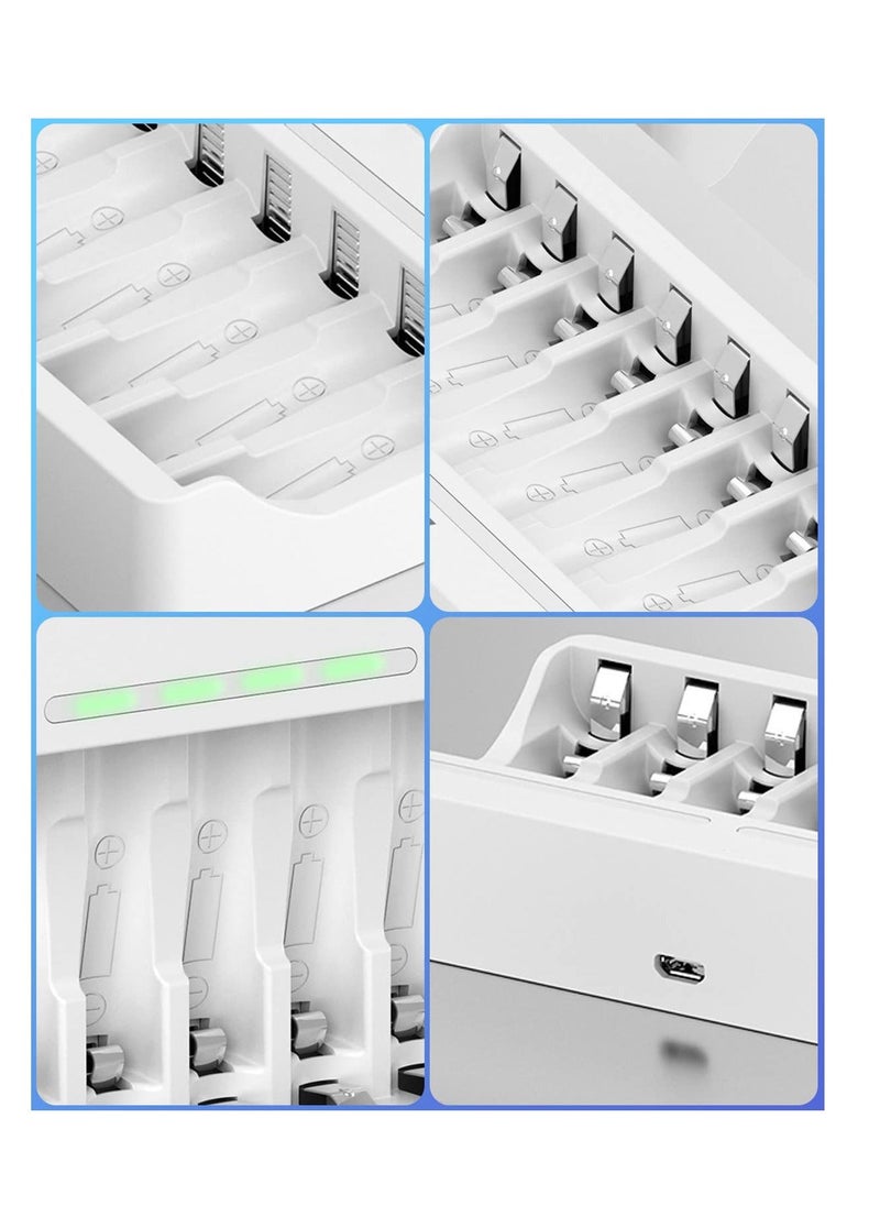 Y&D - 8 Slots Battery Charger, for AA AAA Ni-MH Rechargeable Battery, 5V 2A Fast Charging Function, Micro USB Input, Intelligent Detection Technology, Charger - Image 1