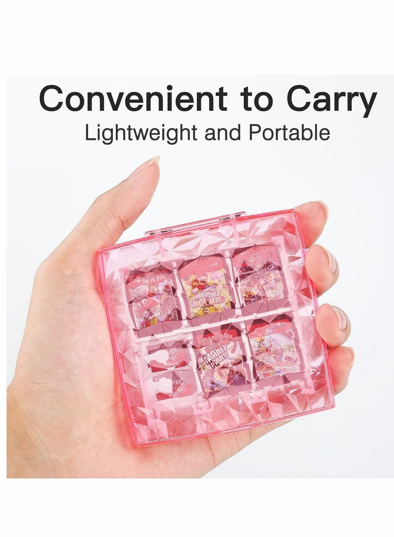 Y&D Diamond Game Card Case Compatible with Switch Games,12 Slots Storage Protective Box 2 SD Cards Holder, Slim and Portable Shell Bag Storage,Pink  - Image 2
