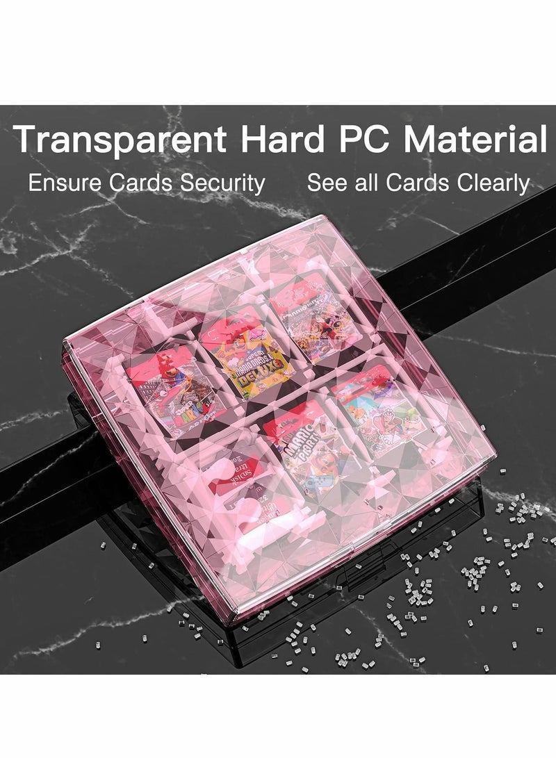 Y&D Diamond Game Card Case Compatible with Switch Games,12 Slots Storage Protective Box 2 SD Cards Holder, Slim and Portable Shell Bag Storage,Pink  - Image 5