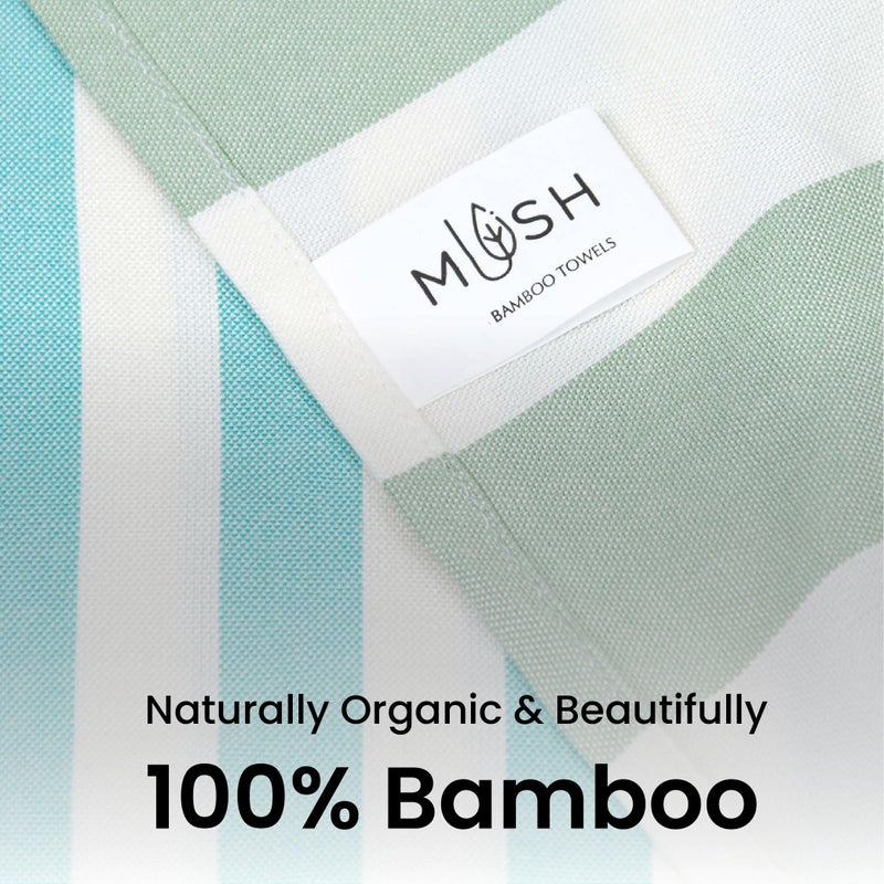 Mush 100% Bamboo Extra Large Towels For Bath Ultra Soft, Absorbent, Quick Dry, Compact Cabana Styled Bath Towel For Men And Women For Daily Use, Beach, Pool, Gym (Turquoise & Light Green, 1), 250 TC - Image 5