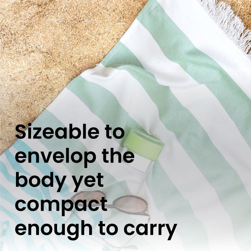 Mush 100% Bamboo Extra Large Towels For Bath Ultra Soft, Absorbent, Quick Dry, Compact Cabana Styled Bath Towel For Men And Women For Daily Use, Beach, Pool, Gym (Turquoise & Light Green, 1), 250 TC - Image 3