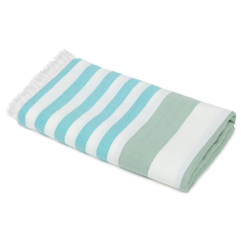 Mush 100% Bamboo Extra Large Towels For Bath Ultra Soft, Absorbent, Quick Dry, Compact Cabana Styled Bath Towel For Men And Women For Daily Use, Beach, Pool, Gym (Turquoise & Light Green, 1), 250 TC - Image 1