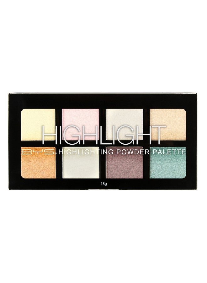 BYS Highlight Palette 8 Shades Highlighting Powder Palette Strobe Palette Glam Glow Shimmer Illuminate Makeup Enhance Skin Complexion Intensify Glow Face Eyes Body Makeup Palette - Image 1