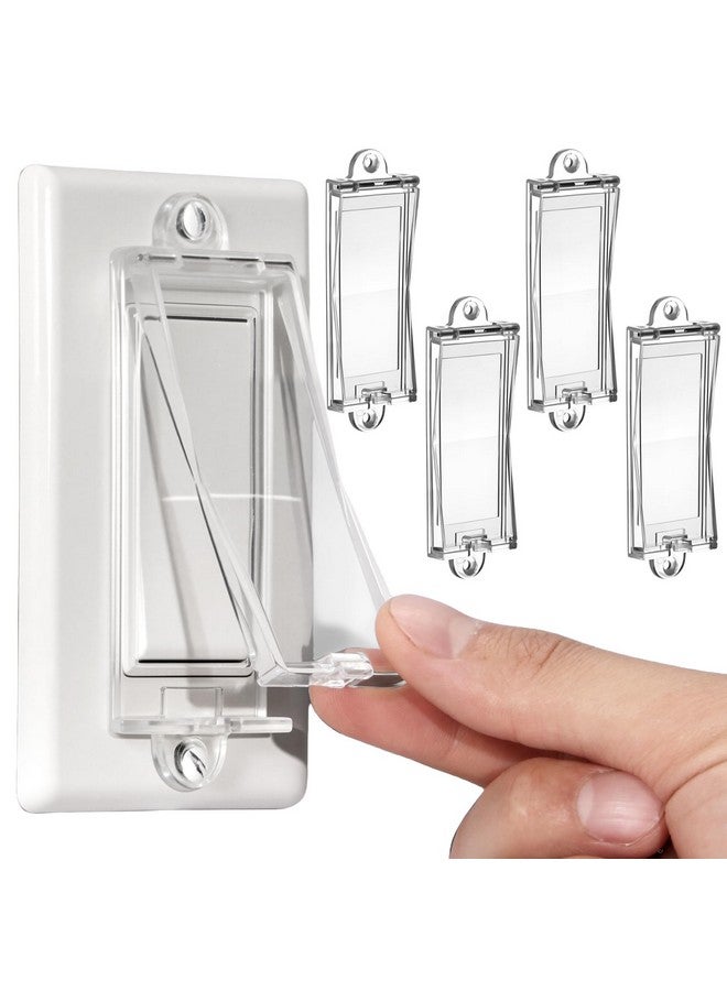 PSZEZNZ 4 Light Switch Guard Cover, Baby Proof Wall Switch Cover Guard for Rocker Light Switch Protects Your Lights or Circuits from Being Accidentally Turned On or Off (Clear) - Image 1