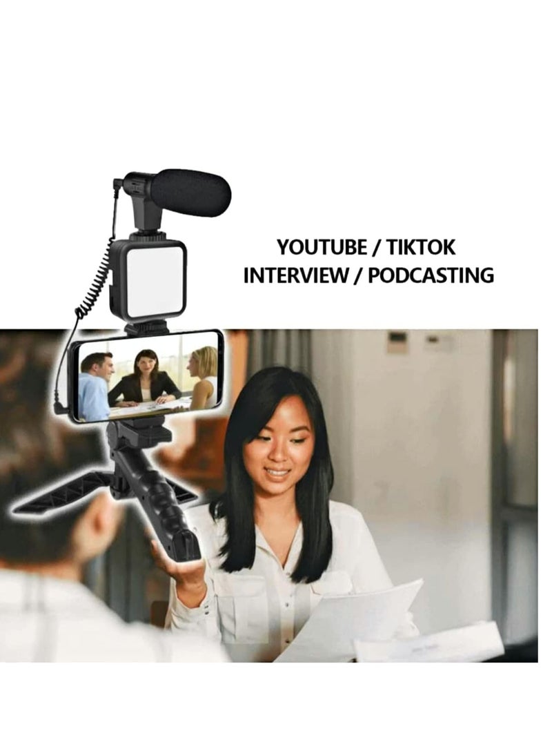 ELTRAZONE Vlogging LED Video Light + Microphone + Mobile Phone Holder + Hand Grip/Mini Tripod Compatible with Smartphones for TikTok, Youtube, Live Streaming and Meetings - Image 5