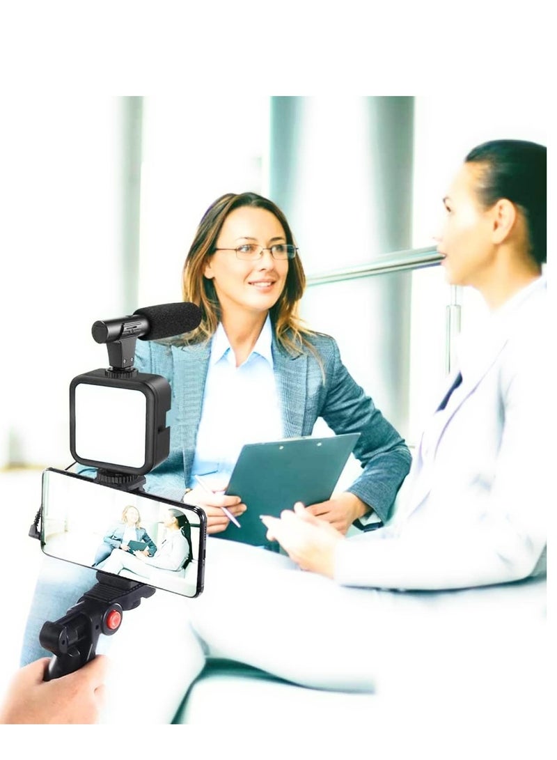 ELTRAZONE Vlogging LED Video Light + Microphone + Mobile Phone Holder + Hand Grip/Mini Tripod Compatible with Smartphones for TikTok, Youtube, Live Streaming and Meetings - Image 4