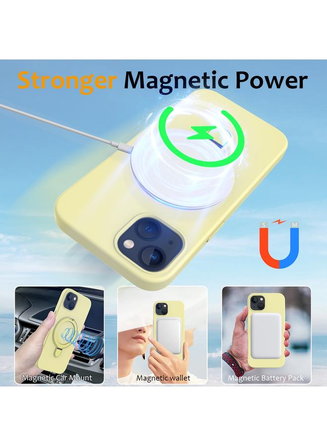 S-TOP Case For iPhone 15 Liquid Silicone MagSafe Magnetic Phone Case with Ring Holder - Image 3