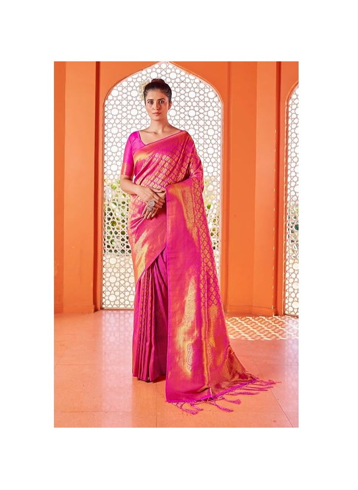 Accessorize Kingdom - Womens Kanjivaram Banarasi Silk Saree Kanchipuram Patola saree - Image 1