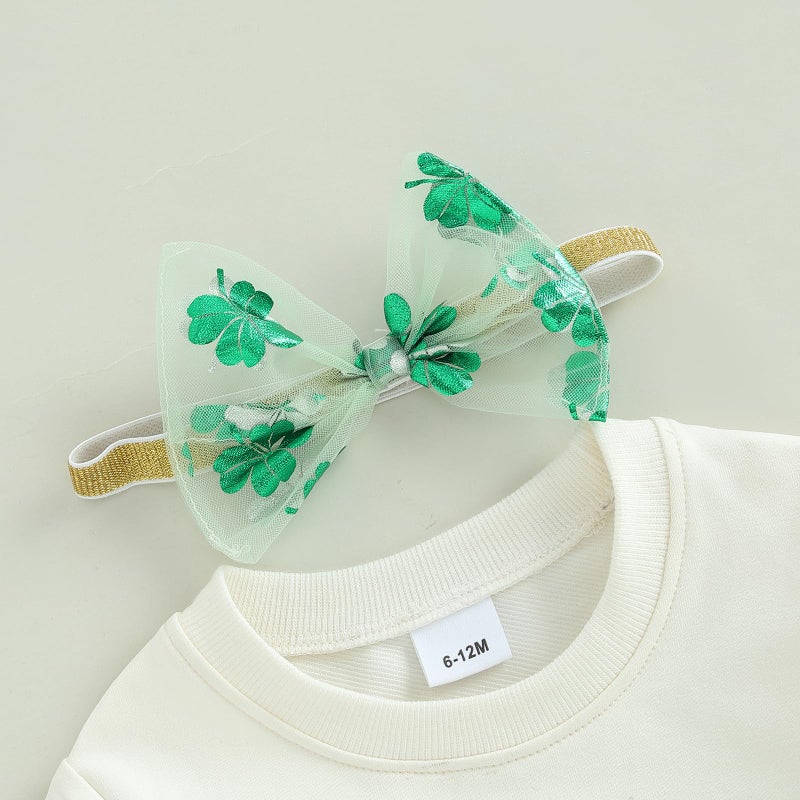 Amnnchya Toddler Baby Girl St Patricks Day Outfit Little Girl Clothes Skirt Set Lucky Charm Sweatshirt Clover Tutu Dress (Green, 5-6 Years) - Image 5