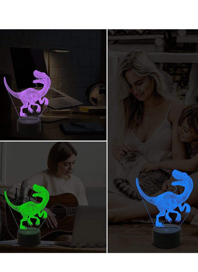 althiqahkey - Dinosaur 3D Night Light Jurassic Velociraptor LED Bedside Lamp with 16 Color Changing & Remote for Kids Room Decor Xmas Birthday Gifts - Image 1