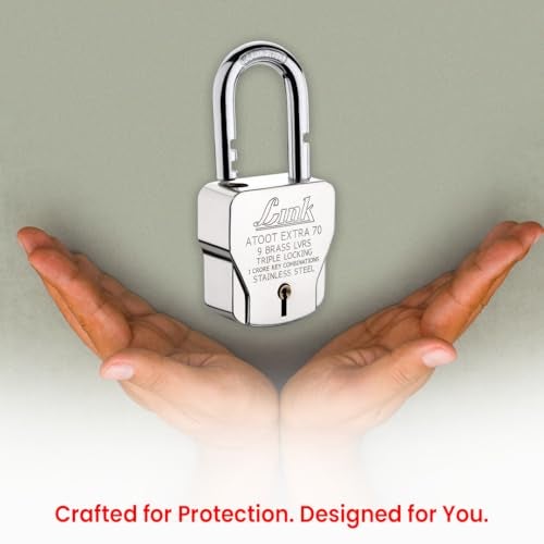 Link® Atoot Extra 70m Triple Locking Mechanism Padlock, Hardened Shackle,Each Padlock with 3 Silver Keys (Pack of 2) - Image 2