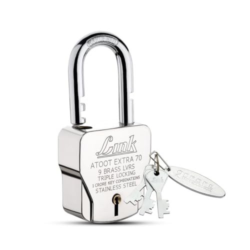 Link® Atoot Extra 70m Triple Locking Mechanism Padlock, Hardened Shackle,Each Padlock with 3 Silver Keys (Pack of 2) - Image 4