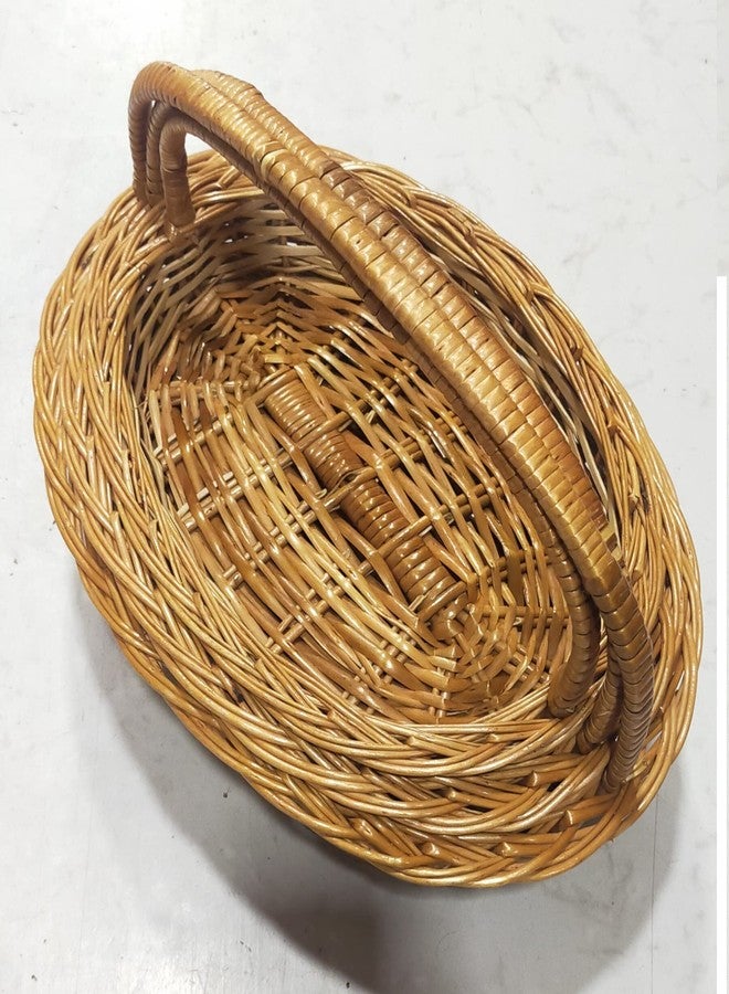 SHRUSTAM, Multipurpose Ovel Handle Bamboo Basket for Wedding Gifting, Hamper, Decoration, Fruit Storage, Daily Use (Set of 3) - Image 2