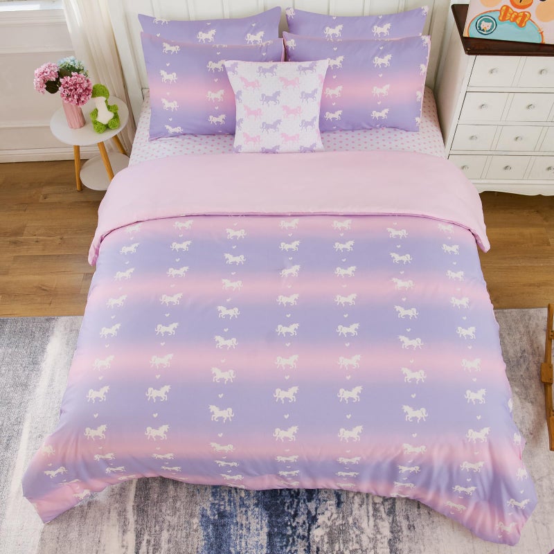 Cokouchyi Twin Comforter Sets for Boys Girls  Unicorn Glow in The Dark Kids Bedding Sets  5 Pcs Twin Bed in a Bag with Comforter  Sheets  Pillow Sham  Cushion Cover  Unicorn - Image 5