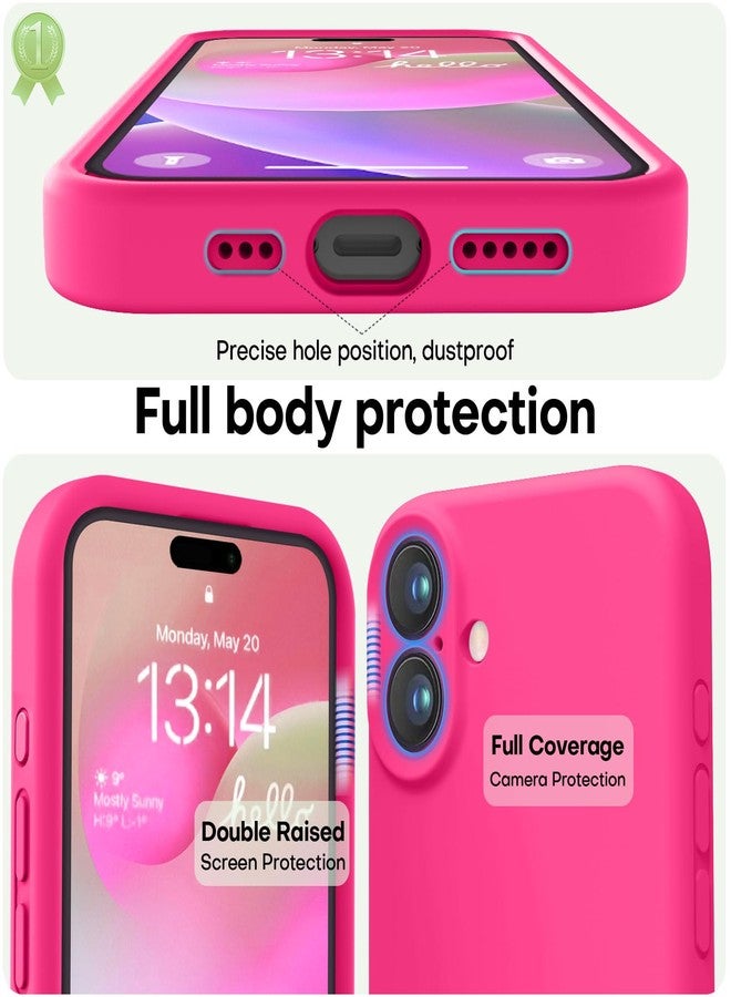 LOVE 3000 جراب LOVE 3000 مصمم خصيصًا لهاتف iPhone 16، مصنوع من السيليكون الفاخر مع بطانة ناعمة من الألياف الدقيقة المقاومة للخدش، جراب واقٍ مقاوم للصدمات مناسب للرجال والنساء والفتيات، مقاس 6.1 بوصة، لون وردي فاقع - Image 3