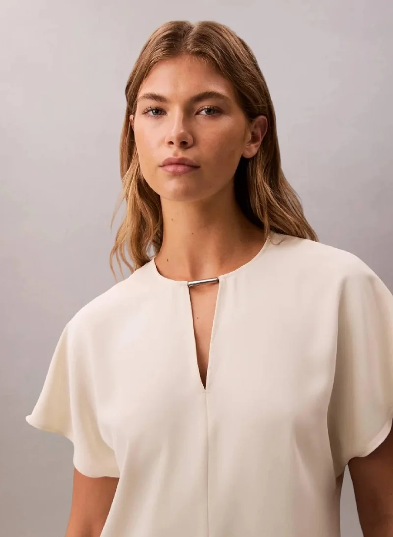 Calvin Klein Chalk Hardware Blouse for Women | Best Price UAE
