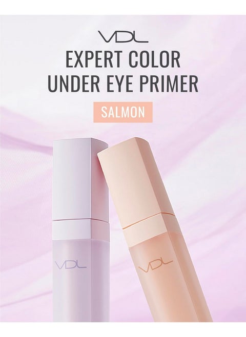Expert Color Under-Eye Primer (Salmon, 0.19 Oz) - Color-Correcting Concealer For Dark Circles, Uneven Skin Tone. Hydrating, Smooth. Korean Makeup.