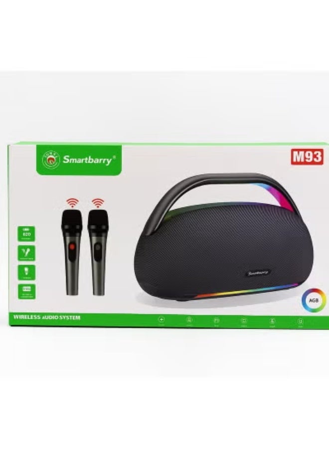Smartbarry M93 High-Power Bluetooth Speaker | Wireless Party Speaker with Dual Karaoke Mics, RGB Lights, Deep Bass, Long Battery Life, USB/TF/AUX Support & Remote Control | Portable Home & Outdoor Speaker - Image 2