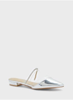 ELLA Diamante Strap Clear Pointy Toe Flat Shoe  - Image 2