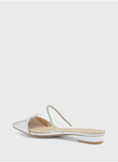 ELLA Diamante Strap Clear Pointy Toe Flat Shoe  - Image 3
