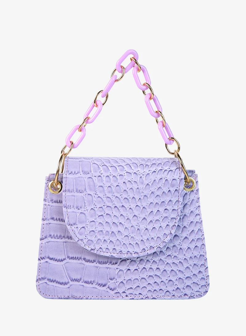 London Rag London Rag Lavender Croc Pattern Crossbody Sling Bag