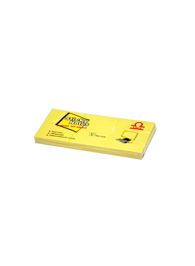Libra Libra Sticky Note Pastel Yellow 1.5×2 inch, 3pads/bag  - Image 2