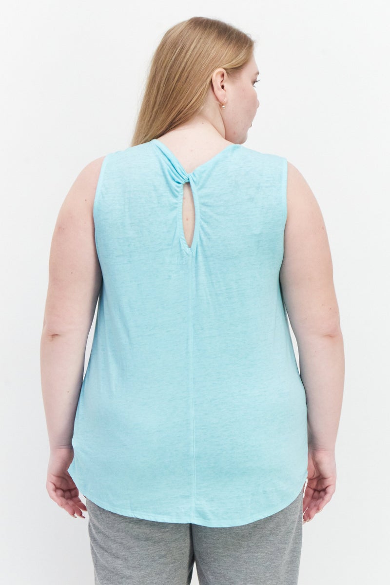 Marc New York Women Plus Size  Sleeveless Training Top, Turquoise - Image 3