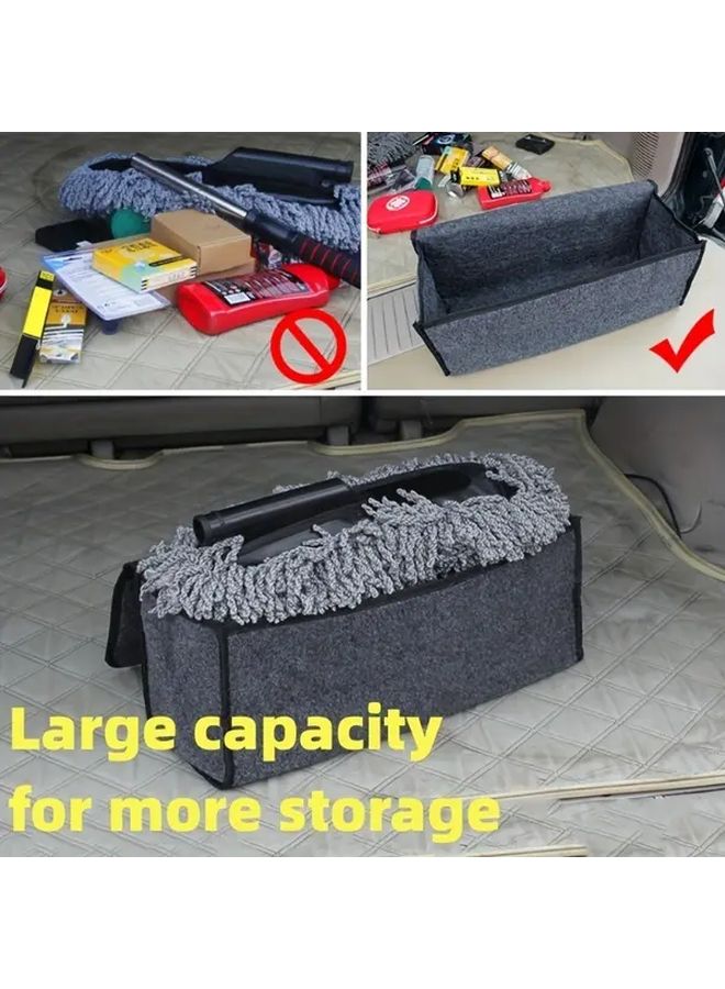 Black With White Border Foldable Canvas Car Trunk Organizer Storage Box Durable Portable - Image 5