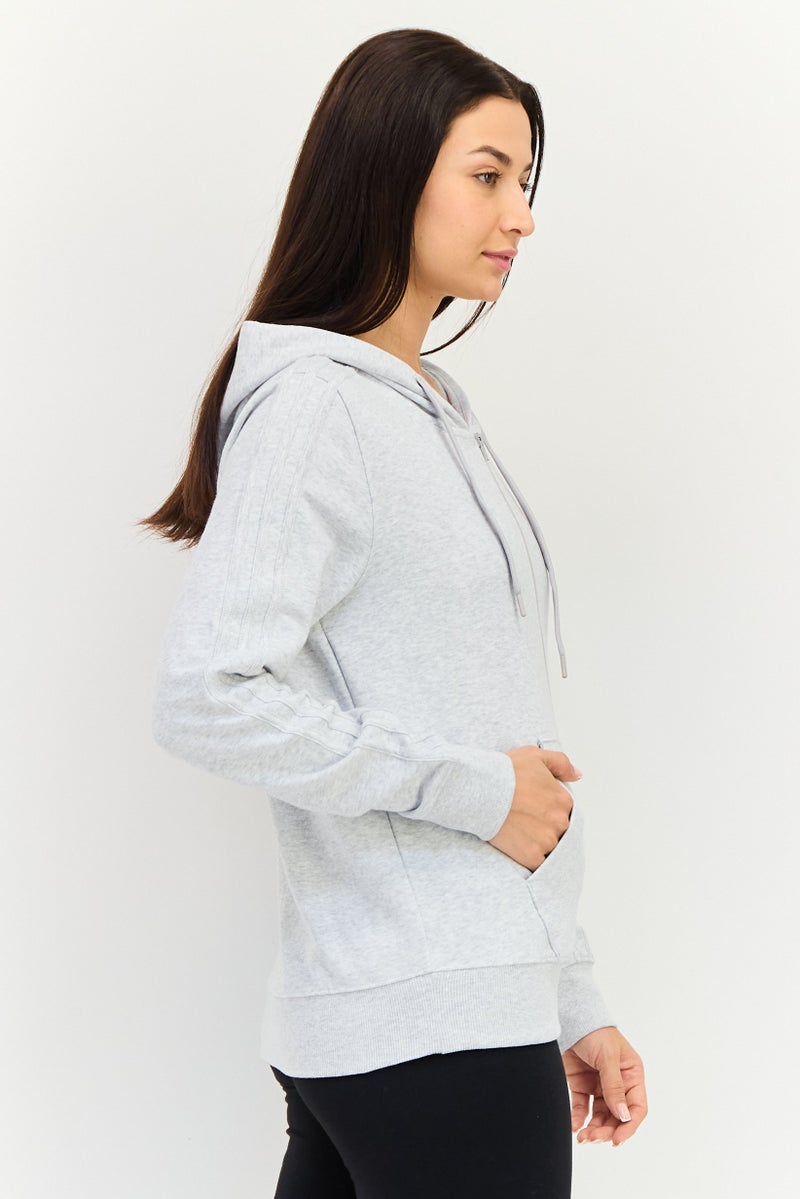 adidas Originals Women Sportswear Fit Long Sleeve Outdoor Hoodie, Grey - Image 3