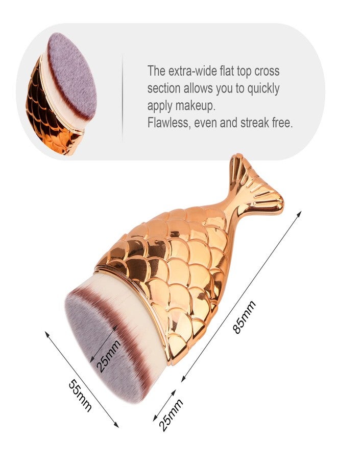 يوسينج فرشاة مكياج كابوكي من يوسينغ لكريم الأساس السائل وواقي الشمس - فرشاة وجه للأطفال والكبار، أداة لتوزيع البودرة والكريم والكونتور مع خاصية المزج والتوزيع والتنقيط - ذهبي وردي - Image 2