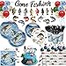 LINHAXM 178PCS Fishing Birthday Party Decorations Includes Plates Napkins Cups Cutlery Tablecloth Cake Cupcake Toppers Banner Hanging Swirls Balloons for Fishing Party Decorations Serve 20 - Image 3