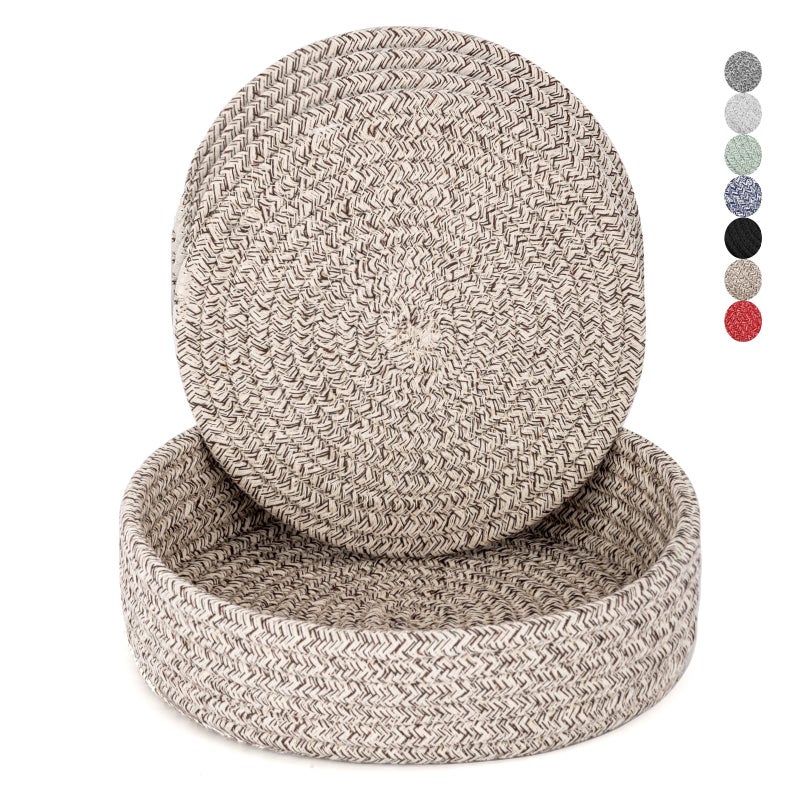 Cazzon Trivets For Hot Dishes  Trivets For Hot Pots And Pans  Hot Pads For Countertops  Coasters 4 Pcs And Storage Basket 1 Pack  Pot Holders For Kitchen  Cotton Hot Mats Cooking Pad Protect Table (Brown) - Image 1