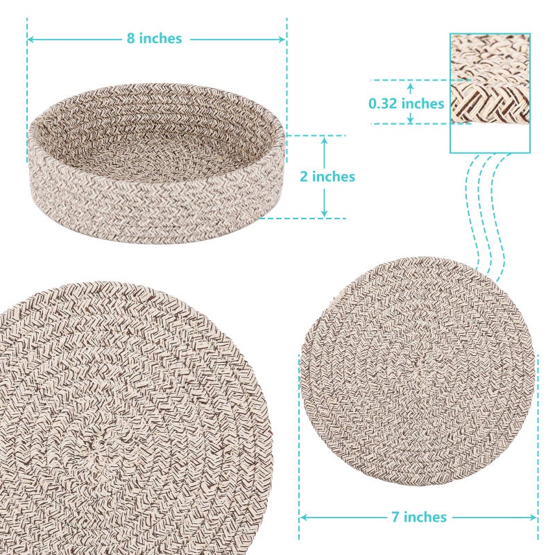 Cazzon Trivets For Hot Dishes  Trivets For Hot Pots And Pans  Hot Pads For Countertops  Coasters 4 Pcs And Storage Basket 1 Pack  Pot Holders For Kitchen  Cotton Hot Mats Cooking Pad Protect Table (Brown) - Image 3