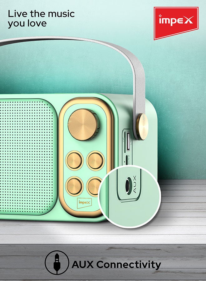 Impex Portable Bluetooth Karaoke Speaker With 2 Wireless Mic With Voice Modulation Green & Gold - Image 5