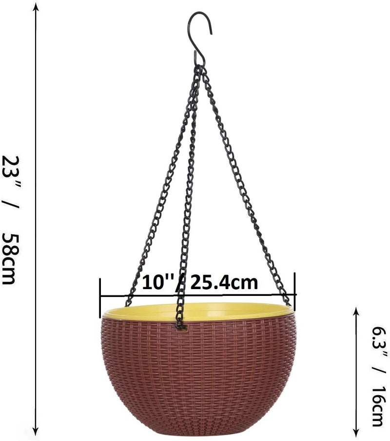 AASHU Hanging Flower Pot Wall Hanging Plastic Container for Outdoor Balcony Planters for Home Decor, Pots planters for Balcony, Planter Basket with Chain Flower Pot (10 inch) Pack of- 2 Pcs - Image 3