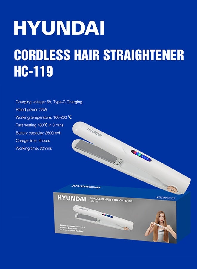 HYUNDAI Mini Wireless Charging Splint, 2-in-1 Hair Straightener & Curling Rod, Portable USB Cordless Iron with Fast Heating & 3 Temperature Settings for All Hair Types, Travel-Friendly - Image 2