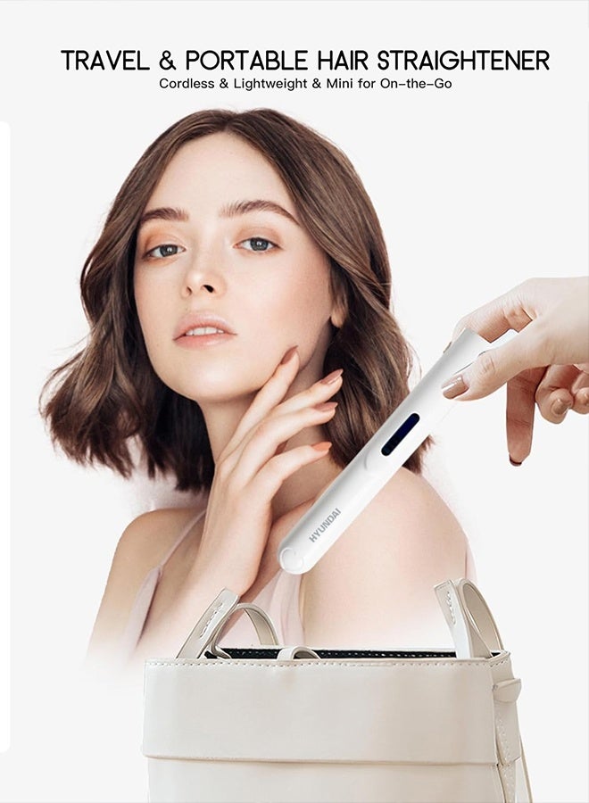 HYUNDAI Mini Wireless Charging Splint, 2-in-1 Hair Straightener & Curling Rod, Portable USB Cordless Iron with Fast Heating & 3 Temperature Settings for All Hair Types, Travel-Friendly - Image 4