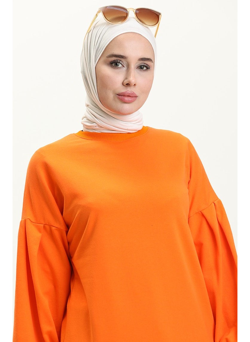 Sefa Merve Balloon Sleeve Long Tunic 3031-10 Orange  - Image 3