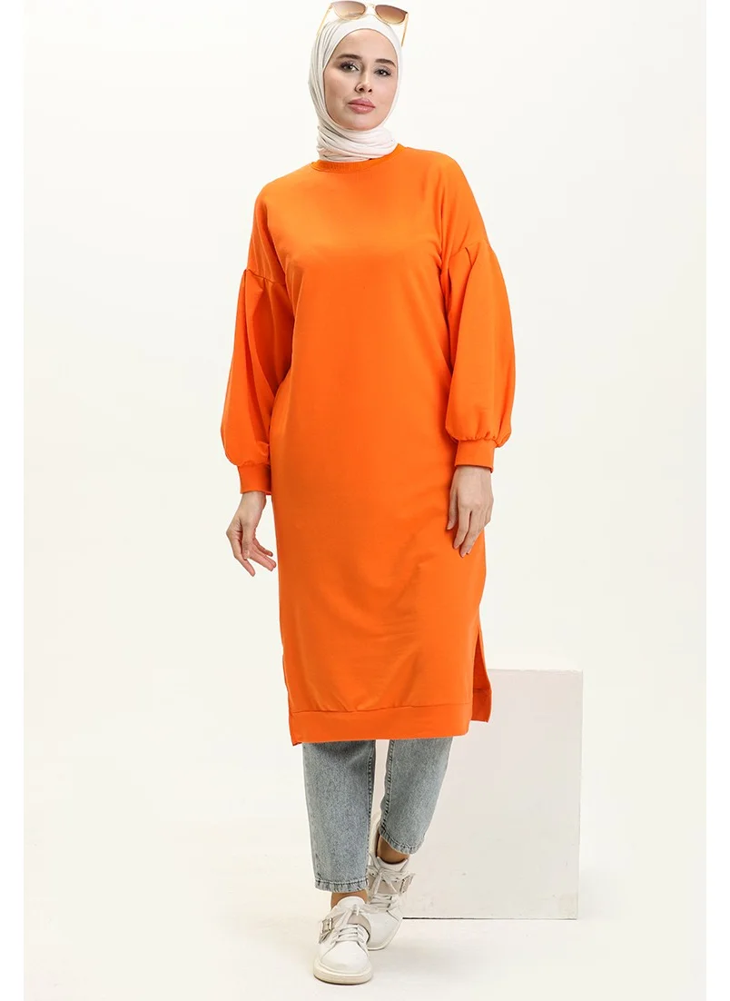 Sefa Merve Balloon Sleeve Long Tunic 3031-10 Orange