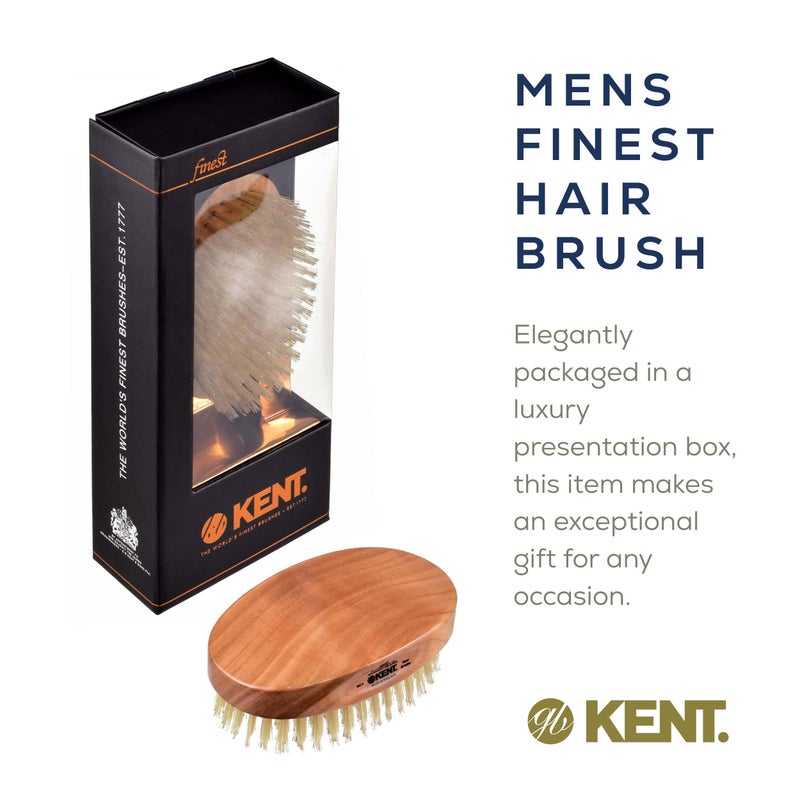 Kent MC4 Men's Hair and Beard Brush Kit: Exfoliating Natural Boar Bristle Hair Brush, Cherrywood Base with Firm Bristles for Coarse Hair Types - LPC3 Brush Cleaner - Premium Grooming Set - Image 5