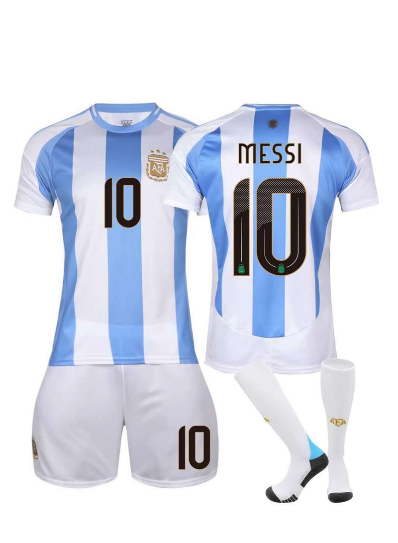 Kids Football Jersey Set, MESSI No.10 Soccer Jersey,Kids & Youth Sizes 28 Yard  - Image 1