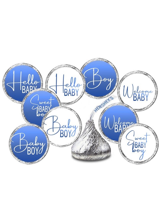 RokAPary 216 Modern Baby Shower Blue Kisses Labels for Baby Shower Or Baby Sprinkle Party Or Event Decorations, Stickers, Wrappers, Favors, Its a Boy. Made in USA - Image 1
